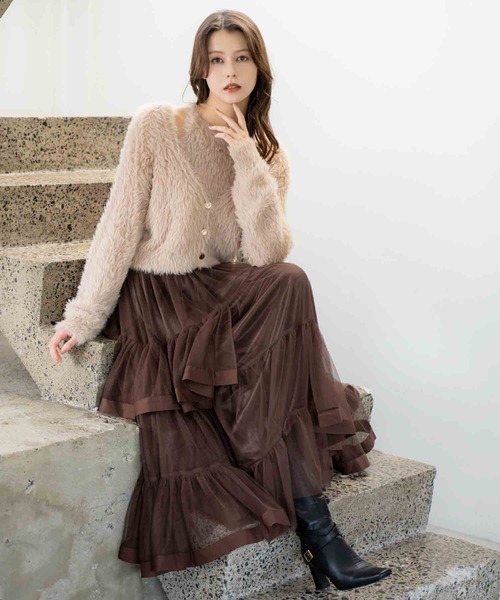 NOELA(ノエラ)の「チュールフリルスカート(スカート・レディース・オフホワイト/ピンク/ブラウン・S/M)」の15枚目の写真