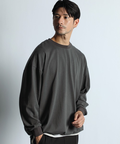 LANVIN en Bleu（ランバンオンブルー）の「2重編み 裾ドローコード付き ロンT（Tシャツ/カットソー・メンズ・チャコールグレー/ホワイト・52/50/48/46）」の5枚目の写真