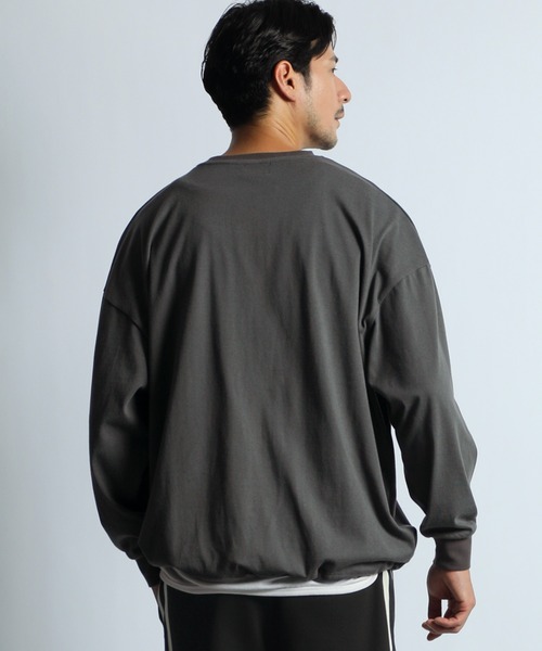 LANVIN en Bleu（ランバンオンブルー）の「2重編み 裾ドローコード付き ロンT（Tシャツ/カットソー・メンズ・チャコールグレー/ホワイト・52/50/48/46）」の8枚目の写真