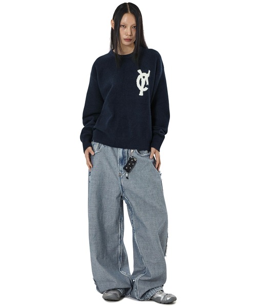OY(オーワイ)の「『OY/オーワイ』WAVY LOGO KNIT/ウェイビー ロゴニット(ニット/セーター・レディース・ブラック/ネイビー・L/M)」の13枚目の写真