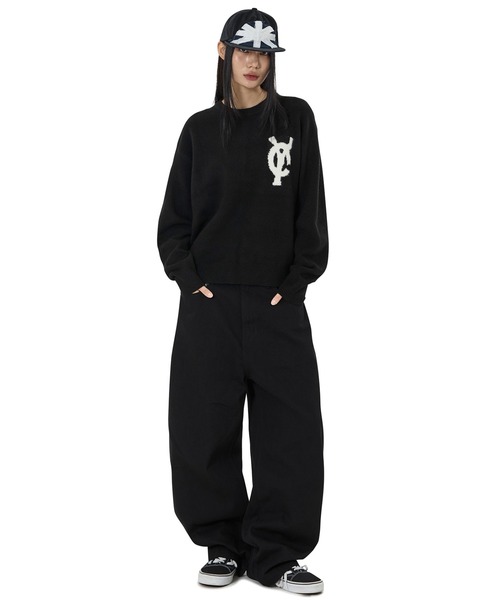 OY(オーワイ)の「『OY/オーワイ』WAVY LOGO KNIT/ウェイビー ロゴニット(ニット/セーター・レディース・ブラック/ネイビー・L/M)」の7枚目の写真