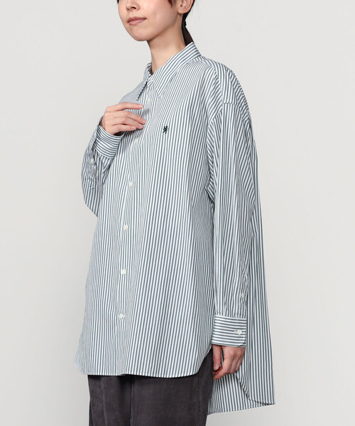 GYMPHLEX(ジムフレックス)の「Gymphlex | マルチストライプ レギュラーカラーチュニックシャツ WOMEN(シャツ/ブラウス・レディース・グリーン系その他・12)」の13枚目の写真