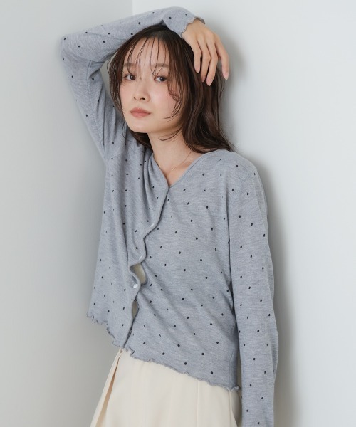 Bab（バブ）の「ドットメローカーディガン（カーディガン/ボレロ・レディース・ベージュ/グレー/ライトブルー/ブラック・FREE）」の3枚目の写真