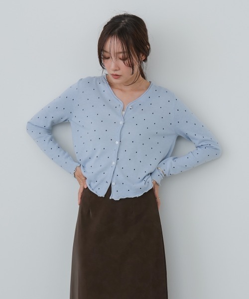 Bab（バブ）の「ドットメローカーディガン（カーディガン/ボレロ・レディース・ベージュ/グレー/ライトブルー/ブラック・FREE）」の9枚目の写真