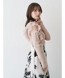 MERCURYDUO | 異素材プリーツラッフルリブニット(ニット/セーター)