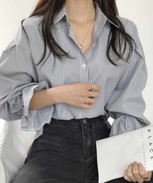 ONEP STAR（ワンピスター）の「ストライプ柄バルーンスリーブシャツ（シャツ/ブラウス）」