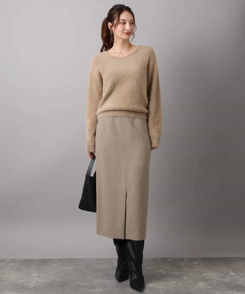 MK MICHEL KLEIN（エムケーミッシェルクラン）の「ガンクラブチェック柄ナロースカート/洗える（スカート・レディース・ネイビー/ベージュ・38）」の22枚目の写真