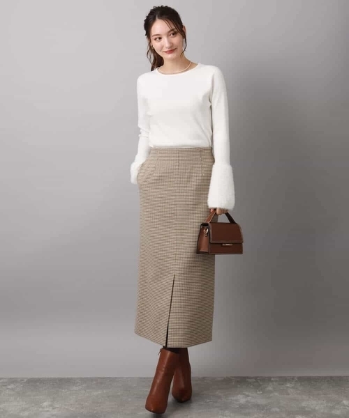 MK MICHEL KLEIN（エムケーミッシェルクラン）の「ガンクラブチェック柄ナロースカート/洗える（スカート・レディース・ネイビー/ベージュ・38）」の18枚目の写真