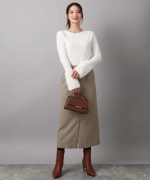 MK MICHEL KLEIN（エムケーミッシェルクラン）の「ガンクラブチェック柄ナロースカート/洗える（スカート・レディース・ネイビー/ベージュ・38）」の17枚目の写真