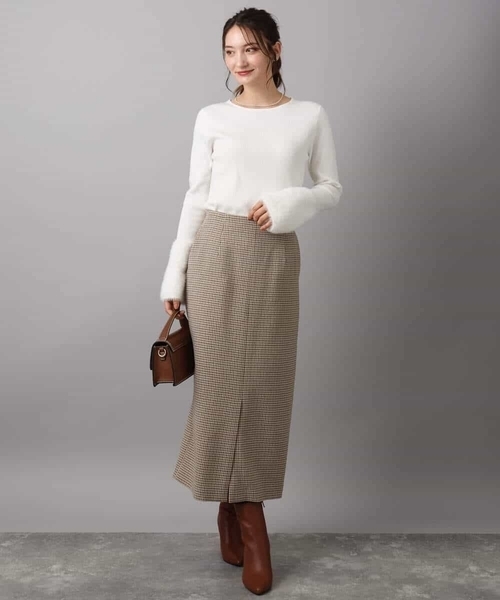 MK MICHEL KLEIN（エムケーミッシェルクラン）の「ガンクラブチェック柄ナロースカート/洗える（スカート・レディース・ネイビー/ベージュ・38）」の16枚目の写真