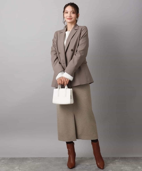 MK MICHEL KLEIN（エムケーミッシェルクラン）の「ガンクラブチェック柄ナロースカート/洗える（スカート・レディース・ネイビー/ベージュ・38）」の15枚目の写真