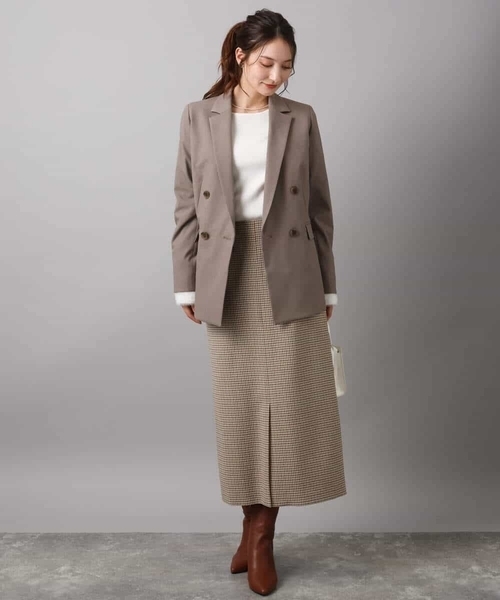 MK MICHEL KLEIN（エムケーミッシェルクラン）の「ガンクラブチェック柄ナロースカート/洗える（スカート・レディース・ネイビー/ベージュ・38）」の13枚目の写真