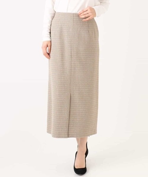 MK MICHEL KLEIN（エムケーミッシェルクラン）の「ガンクラブチェック柄ナロースカート/洗える（スカート・レディース・ネイビー/ベージュ・38）」の12枚目の写真