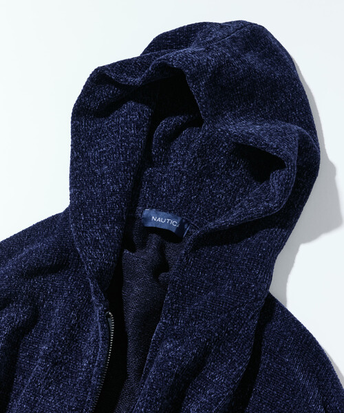NAUTICA(ノーティカ)の「NAUTICA/ノーティカ ワンポイントロゴ モールニット ジップパーカー/ジップアップ フーディ(パーカー・メンズ・ブラウン/ネイビー・MEDIUM/LARGE/X-LARGE)」の13枚目の写真