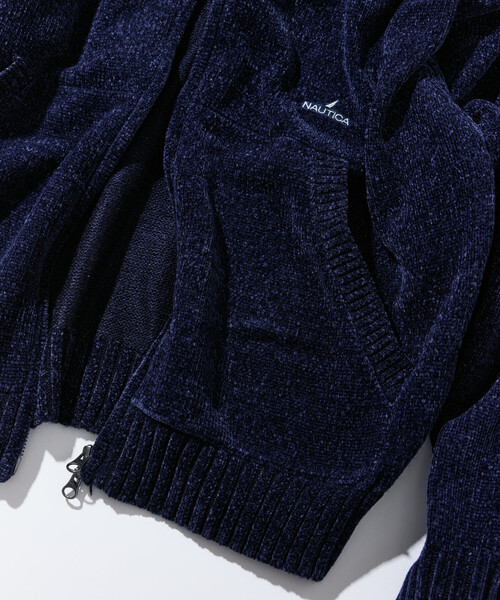 NAUTICA(ノーティカ)の「NAUTICA/ノーティカ ワンポイントロゴ モールニット ジップパーカー/ジップアップ フーディ(パーカー・メンズ・ブラウン/ネイビー・MEDIUM/LARGE/X-LARGE)」の17枚目の写真