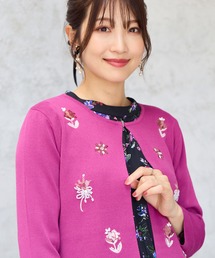 Rose Tiara（ローズティアラ）の「【人気デザイン】フラワースパンコール刺繍カーディガン（カーディガン/ボレロ）」