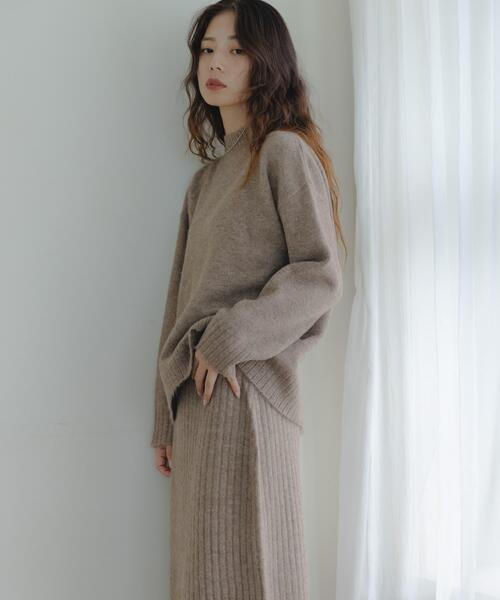 セール】『WEB限定』モックネックニット×スカートセットアップ
