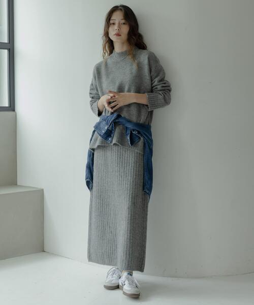 セール】『WEB限定』モックネックニット×スカートセットアップ