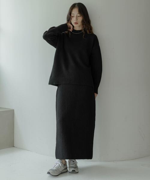 セール】『WEB限定』モックネックニット×スカートセットアップ