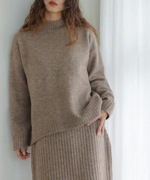 セール】『WEB限定』モックネックニット×スカートセットアップ