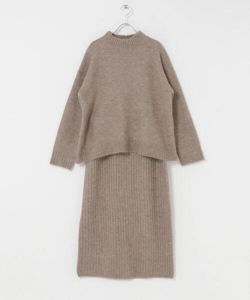 URBAN RESEARCH Sonny Label（アーバンリサーチサニーレーベル）の「『WEB限定』モックネックニット×スカートセットアップ（ワンピース・レディース・ブラック/グレー/ベージュ・FREE）」の11枚目の写真