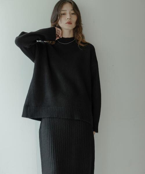 セール】『WEB限定』モックネックニット×スカートセットアップ