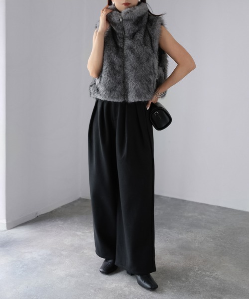 セール】ショート丈スタンドカラーファーベスト（ベスト）｜Riberry