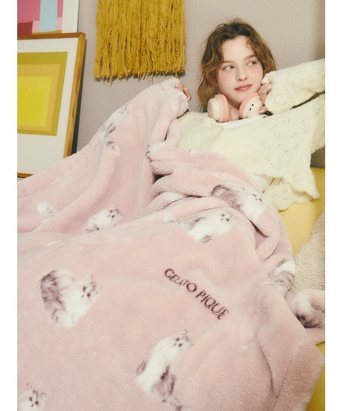Sleep】CAT柄 プリント毛布（寝具）｜gelato pique Sleep（ジェラート