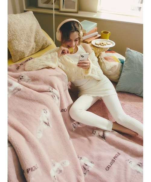 Sleep】CAT柄 プリント毛布（寝具）｜gelato pique Sleep（ジェラート