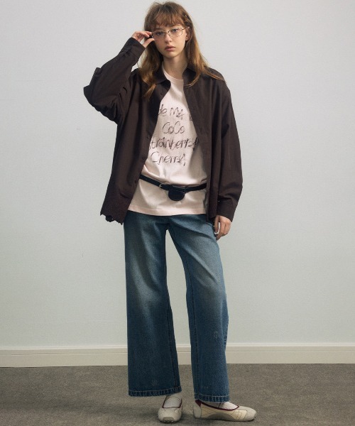 ELOOPS(イーループス)の「【ELOOPS】コットンレース切替 ミドル丈シャツ(シャツ/ブラウス・レディース・ブラウン/ブラック/アイボリー・FREE)」の17枚目の写真
