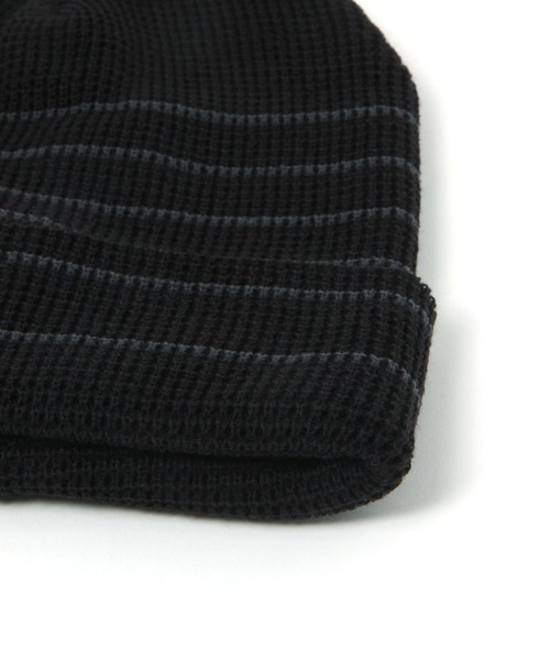 GEORGE'S（ジョージズ）の「ボーダーワッフルビーニー　ユニセックス着用可能（ニットキャップ/ビーニー・レディース・ブラック系/グリーン系/オレンジ系・FREE）」の7枚目の写真