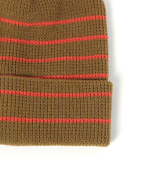 GEORGE'S（ジョージズ）の「ボーダーワッフルビーニー　ユニセックス着用可能（ニットキャップ/ビーニー・レディース・ブラック系/グリーン系/オレンジ系・FREE）」の8枚目の写真