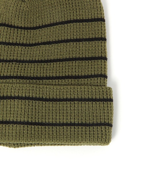 GEORGE'S（ジョージズ）の「ボーダーワッフルビーニー　ユニセックス着用可能（ニットキャップ/ビーニー・レディース・ブラック系/グリーン系/オレンジ系・FREE）」の9枚目の写真