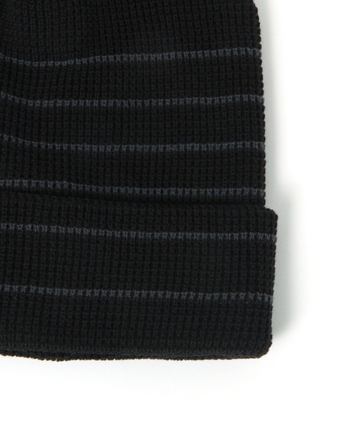 GEORGE'S（ジョージズ）の「ボーダーワッフルビーニー　ユニセックス着用可能（ニットキャップ/ビーニー・レディース・ブラック系/グリーン系/オレンジ系・FREE）」の6枚目の写真