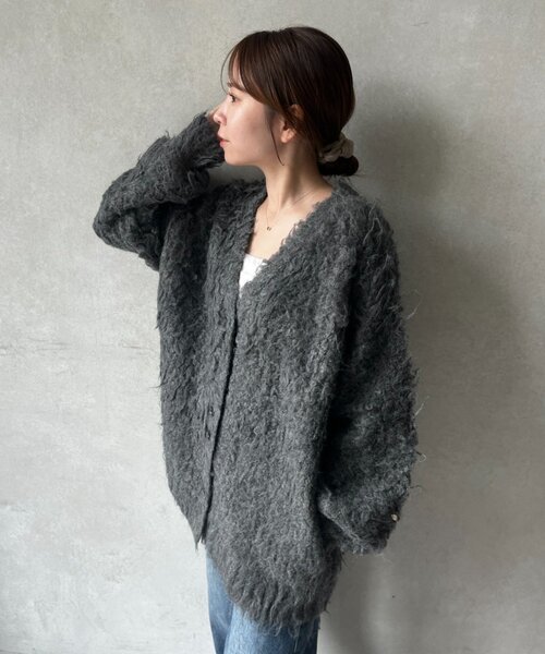 gemeil（ジェムイル）の「シャギーカーディガン(LA-332)（カーディガン/ボレロ・レディース・ベージュ/グレー/ブルー・FREE）」の13枚目の写真
