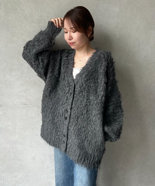 gemeil（ジェムイル）の「シャギーカーディガン(LA-332)（カーディガン/ボレロ・レディース・ベージュ/グレー/ブルー・FREE）」の5枚目の写真
