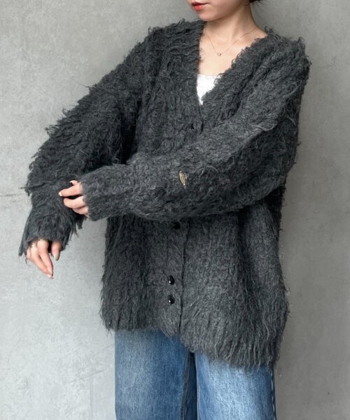 gemeil（ジェムイル）の「シャギーカーディガン(LA-332)（カーディガン/ボレロ・レディース・ベージュ/グレー/ブルー・FREE）」の6枚目の写真