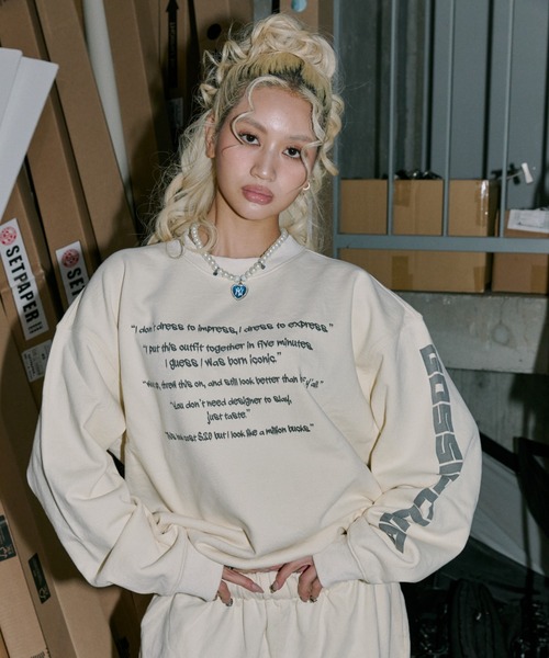 GOSSIP CLUB(ゴシップクラブ)の「裏毛ロゴプリントセットアップ(セットアップ・レディース・チャコールグレー/アイボリー・FREE)」の11枚目の写真