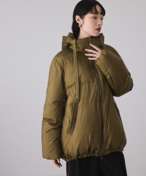 サステナブル】2WAYフーディミドルダウン/撥水（ダウン