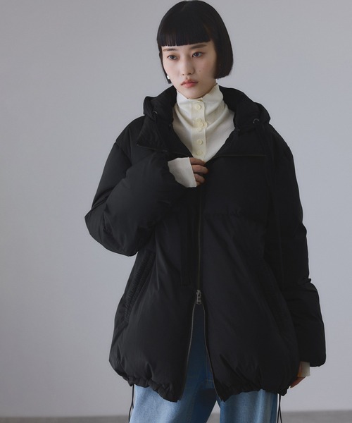 サステナブル】2WAYフーディミドルダウン/撥水（ダウンジャケット