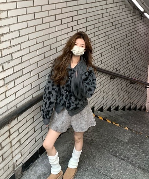 セール】ヒョウ柄シャギーニットカーディガン（カーディガン/ボレロ