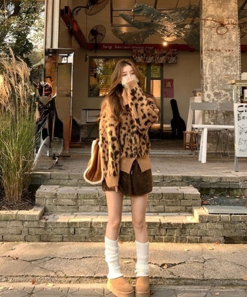 セール】ヒョウ柄シャギーニットカーディガン（カーディガン/ボレロ