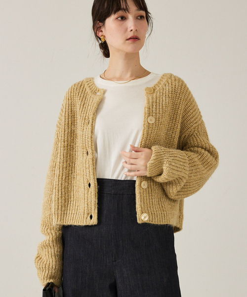 qualite（カリテ）の「【前後で着回し可能】2WAYラメニットカーディガン/秋服/冬服/ラメ/クリスマス/ローゲージニット（カーディガン/ボレロ・レディース・ベージュ/グレー・フリー）」の14枚目の写真