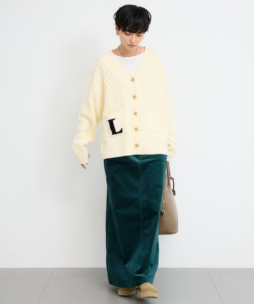 BARNYARDSTORM（バンヤードストーム）の「BARNYARDSTORM / ロゴケーブルカーデ【WEB限定カラー】（カーディガン/ボレロ・レディース・ブラック/オフホワイト/ブルー・FREE）」の12枚目の写真