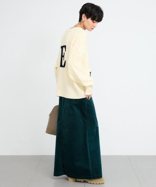 BARNYARDSTORM（バンヤードストーム）の「BARNYARDSTORM / ロゴケーブルカーデ【WEB限定カラー】（カーディガン/ボレロ・レディース・ブラック/オフホワイト/ブルー・FREE）」の4枚目の写真