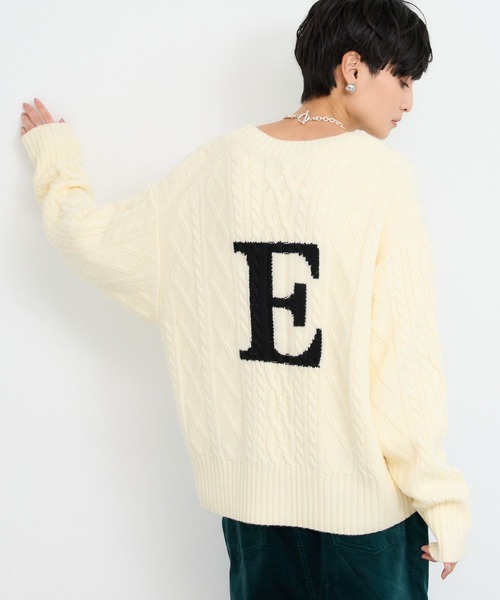 BARNYARDSTORM（バンヤードストーム）の「BARNYARDSTORM / ロゴケーブルカーデ【WEB限定カラー】（カーディガン/ボレロ・レディース・ブラック/オフホワイト/ブルー・FREE）」の21枚目の写真