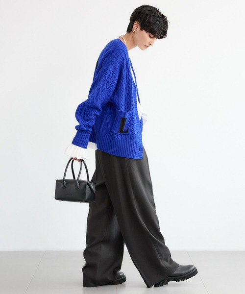 BARNYARDSTORM（バンヤードストーム）の「BARNYARDSTORM / ロゴケーブルカーデ【WEB限定カラー】（カーディガン/ボレロ・レディース・ブラック/オフホワイト/ブルー・FREE）」の10枚目の写真