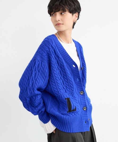 BARNYARDSTORM（バンヤードストーム）の「BARNYARDSTORM / ロゴケーブルカーデ【WEB限定カラー】（カーディガン/ボレロ・レディース・ブラック/オフホワイト/ブルー・FREE）」の11枚目の写真