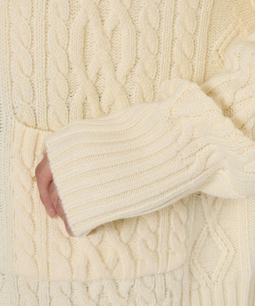 BARNYARDSTORM（バンヤードストーム）の「BARNYARDSTORM / ロゴケーブルカーデ【WEB限定カラー】（カーディガン/ボレロ・レディース・ブラック/オフホワイト/ブルー・FREE）」の18枚目の写真