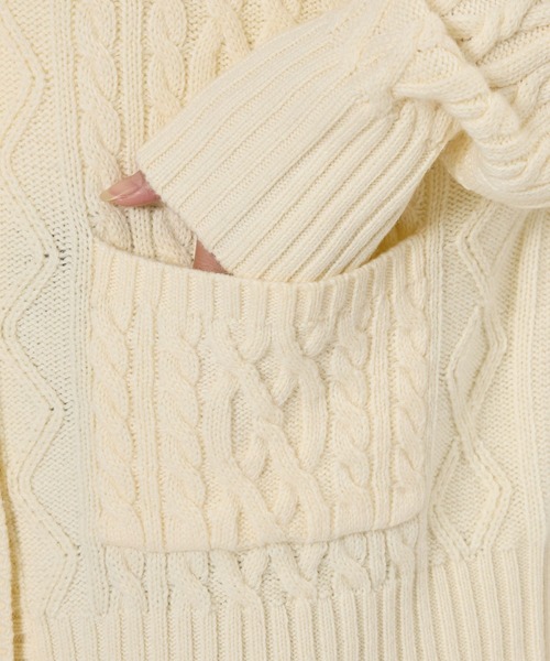 BARNYARDSTORM（バンヤードストーム）の「BARNYARDSTORM / ロゴケーブルカーデ【WEB限定カラー】（カーディガン/ボレロ・レディース・ブラック/オフホワイト/ブルー・FREE）」の9枚目の写真